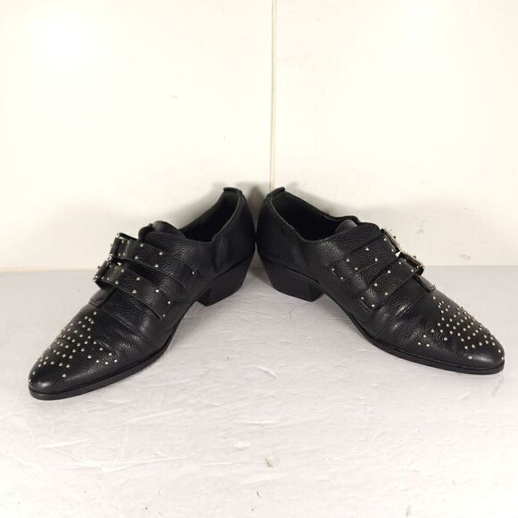 Rebecca Minkoff Women's Astral US9,5M Black Leather Studded Double Strap Bootie - Picture 5 of 15